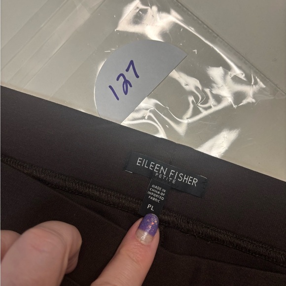 Eileen Fisher Graphite Stretch Crepe Slim Yoke Pants Size Large Petite Brown - Picture 6 of 6